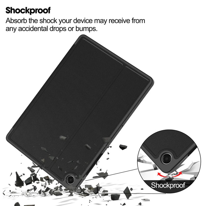For Samsung Galaxy Tab A11+ Stand Case TPU Leather Front-Support Tablet Cover - Black - 5