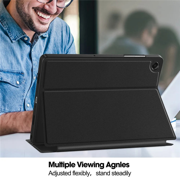 For Samsung Galaxy Tab A11+ Stand Case TPU Leather Front-Support Tablet Cover - Black - 7