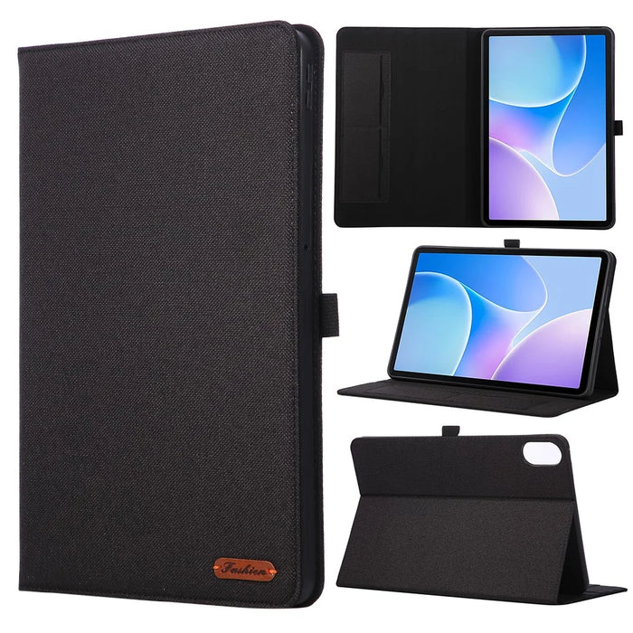 For Infinix Xpad 20 Case with Stand Card Holder Cloth Texture Leather Tablet Cover - Black - 1