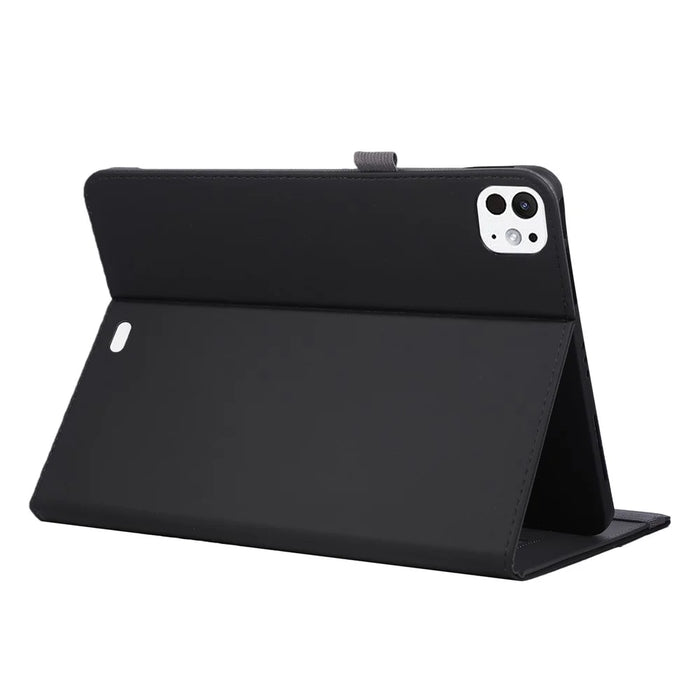 For iPad Pro 11 (2025)  /  (2024) Case Foldable Stand Leather Tablet Cover with Handheld Wristband - Black - 3