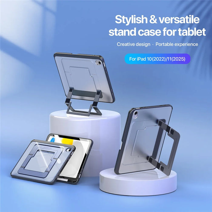 DUX DUCIS For iPad (2025) / iPad 10.9 (2022) Tablet Case  Axis Series Tablet Case with Kickstand PC + TPU Shockproof Protective Cover - Black - 3