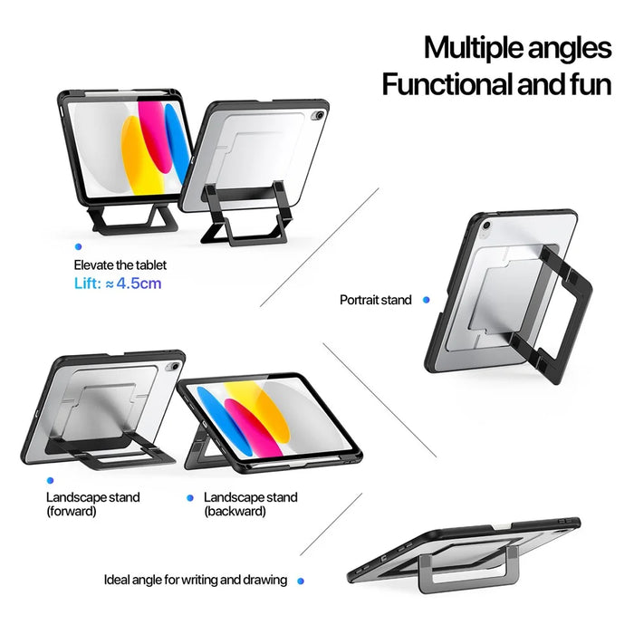DUX DUCIS For iPad (2025) / iPad 10.9 (2022) Tablet Case  Axis Series Tablet Case with Kickstand PC + TPU Shockproof Protective Cover - Black - 4