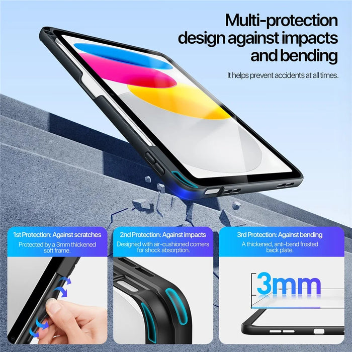 DUX DUCIS For iPad (2025) / iPad 10.9 (2022) Tablet Case  Axis Series Tablet Case with Kickstand PC + TPU Shockproof Protective Cover - Black - 6