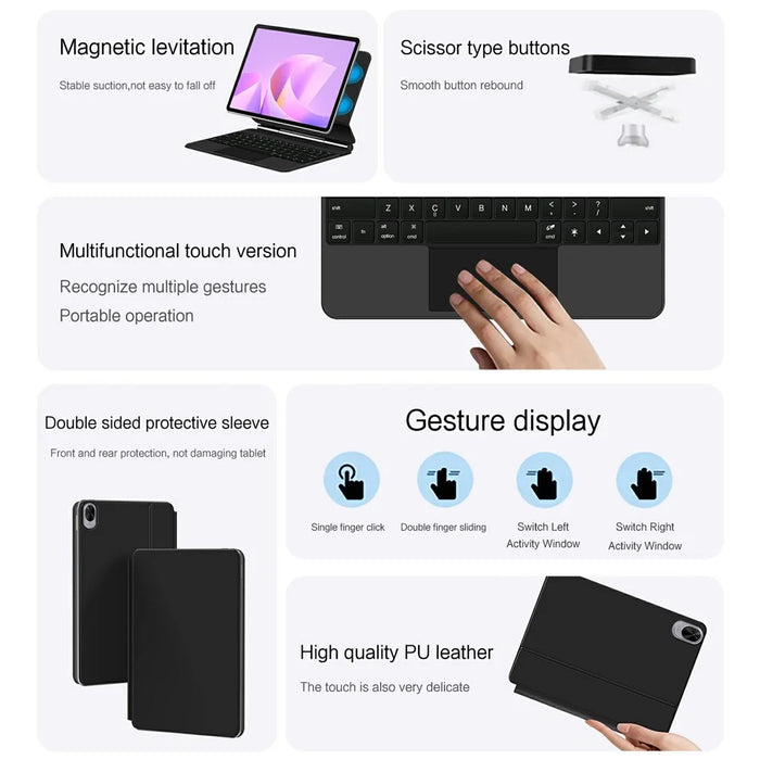 For Huawei MatePad 11.5 S (2026) / (2025) / (2024) Magnetic Floating Bluetooth-compatible Keyboard + Leather Tablet Case - 6