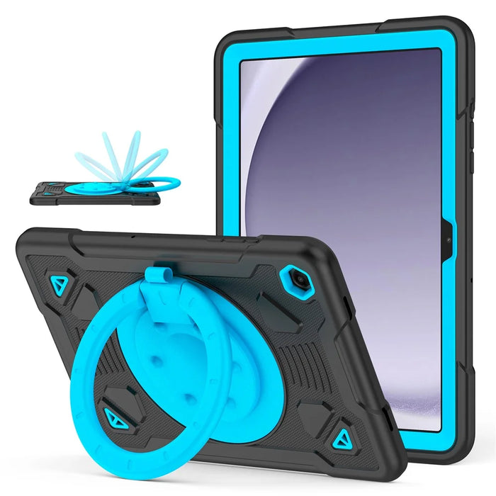 Tablet Case For Samsung Galaxy Tab A9+  /  Tab A11+ with Hand Grip Kickstand Space Planet PC + Silicone Tablet Cover - Black + Blue - 1