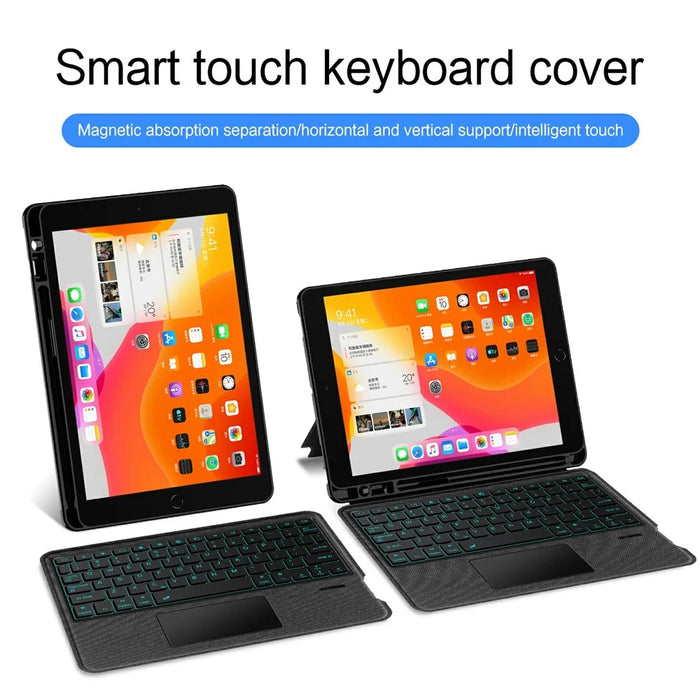 Leather Case for iPad 10.2 (2021)  /  (2020)  /  (2019)  /  iPad Air 10.5 inch (2019)  /  Pro 10.5-inch (2017) Bluetooth-Compatible Keyboard with Backlight Trackpad - 3