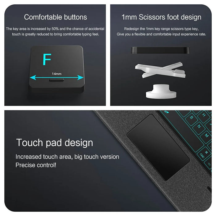 Leather Case for iPad 10.2 (2021)  /  (2020)  /  (2019)  /  iPad Air 10.5 inch (2019)  /  Pro 10.5-inch (2017) Bluetooth-Compatible Keyboard with Backlight Trackpad - 4