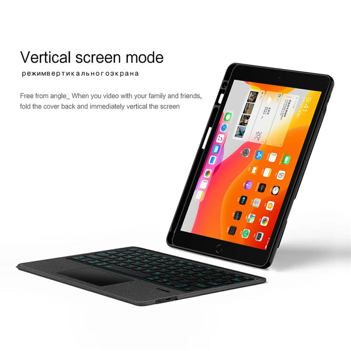 Leather Case for iPad 10.2 (2021)  /  (2020)  /  (2019)  /  iPad Air 10.5 inch (2019)  /  Pro 10.5-inch (2017) Bluetooth-Compatible Keyboard with Backlight Trackpad - 5