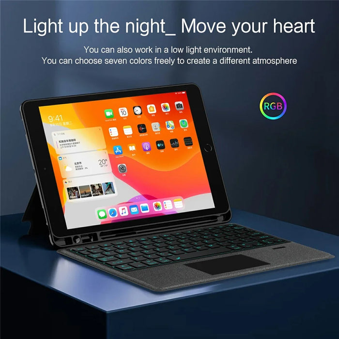 Leather Case for iPad 10.2 (2021)  /  (2020)  /  (2019)  /  iPad Air 10.5 inch (2019)  /  Pro 10.5-inch (2017) Bluetooth-Compatible Keyboard with Backlight Trackpad - 6