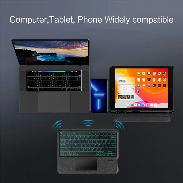 Leather Case for iPad 10.2 (2021)  /  (2020)  /  (2019)  /  iPad Air 10.5 inch (2019)  /  Pro 10.5-inch (2017) Bluetooth-Compatible Keyboard with Backlight Trackpad - 7