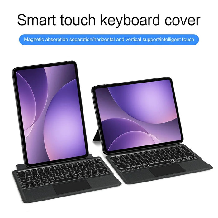 For Oppo Pad 5 Leather Case + Bluetooth-Compatible Keyboard with Backlight Trackpad - 3