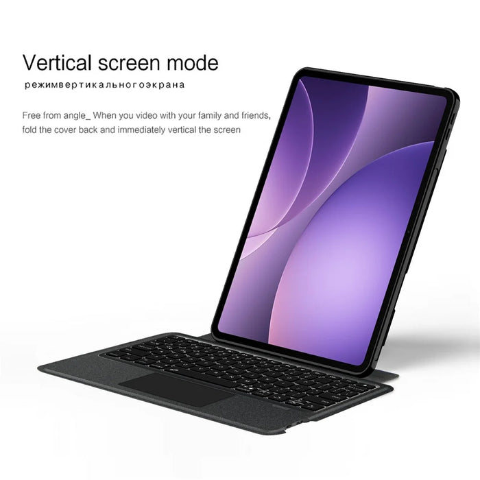 For Oppo Pad 5 Leather Case + Bluetooth-Compatible Keyboard with Backlight Trackpad - 5
