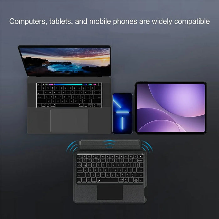 For Oppo Pad 5 Leather Case + Bluetooth-Compatible Keyboard with Backlight Trackpad - 7