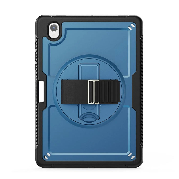 For Samsung Galaxy Tab S11 Case Hand Band Kickstand PC + TPU Tablet Cover with Shoulder Strap and Pencil Holder - Navy Blue - 2