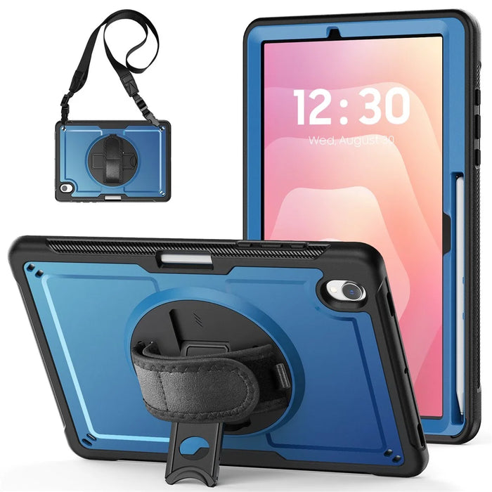 Tablet Case For Samsung Galaxy Tab S11 PC + TPU Cover with Hand Strap and Shoulder Strap - Navy Blue - 1