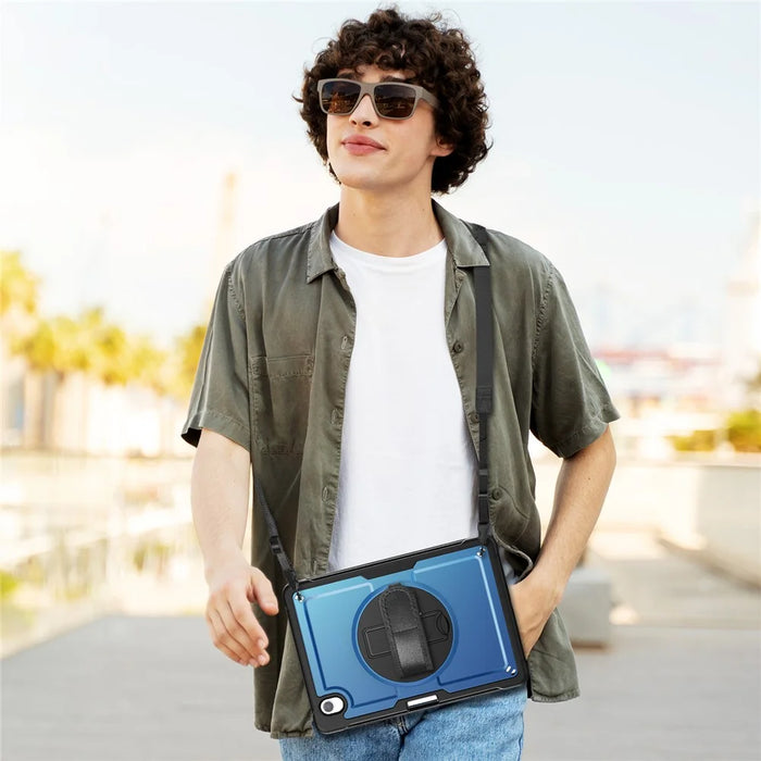 Tablet Case For Samsung Galaxy Tab S11 PC + TPU Cover with Hand Strap and Shoulder Strap - Navy Blue - 5