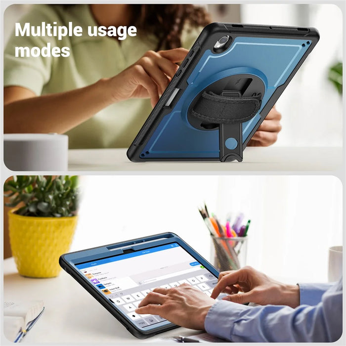 Tablet Case For Samsung Galaxy Tab S11 PC + TPU Cover with Hand Strap and Shoulder Strap - Navy Blue - 6