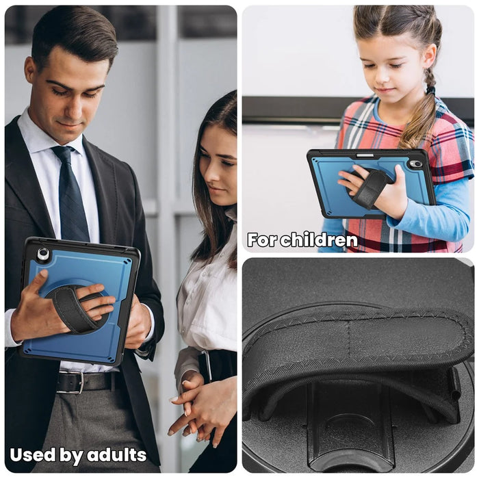 Tablet Case For Samsung Galaxy Tab S11 PC + TPU Cover with Hand Strap and Shoulder Strap - Navy Blue - 7