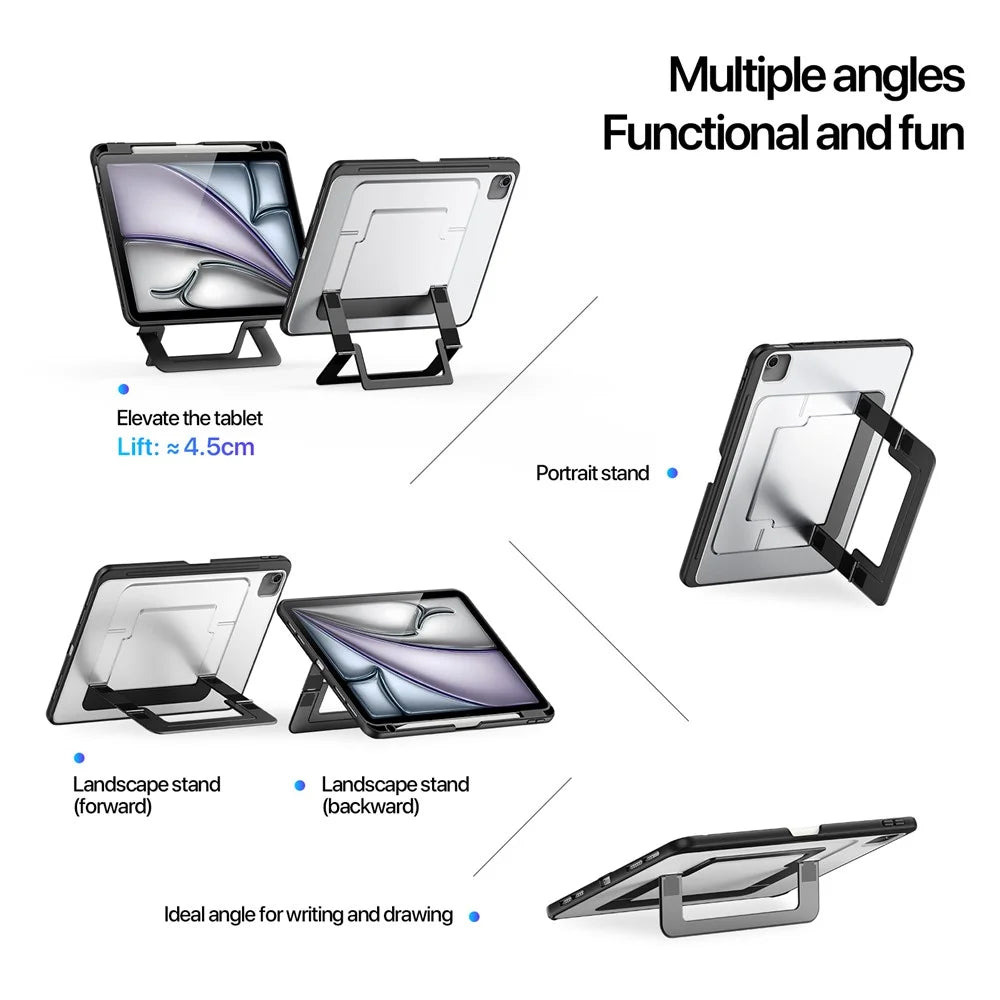 DUX DUCIS Axis Series Tablet Case for iPad Air 11 (2026) / (2025) / (2024) / Air (2022) / (2020) / iPad Pro 11 (2022) / (2021) / (2020) Kickstand PC + TPU Cover - Black - 4