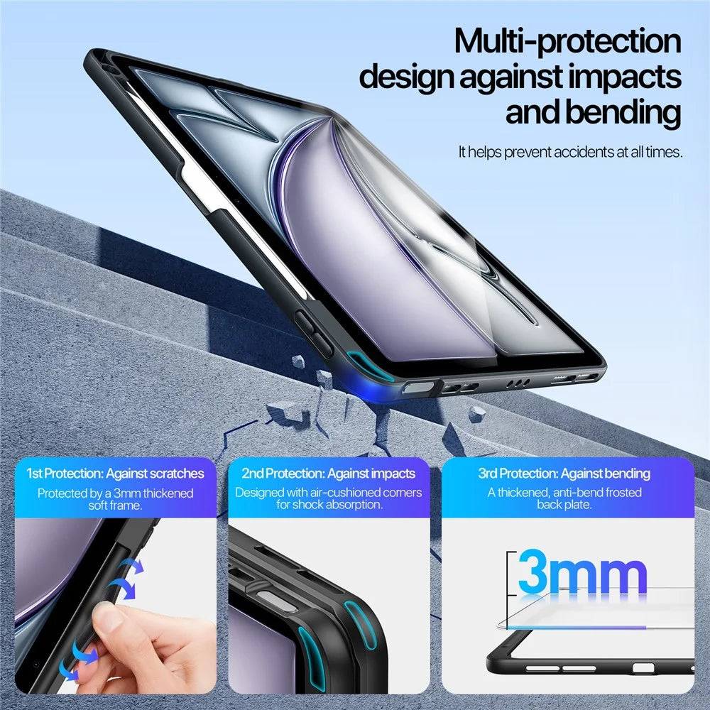 DUX DUCIS Axis Series Tablet Case for iPad Air 11 (2026) / (2025) / (2024) / Air (2022) / (2020) / iPad Pro 11 (2022) / (2021) / (2020) Kickstand PC + TPU Cover - Black - 6
