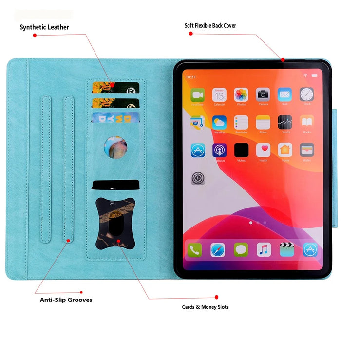 Tablet Case For Samsung Galaxy Tab S10 Lite  /  Tab S10 FE  /  Tab S9 FE Cat Buckle Closure Leather Protective Stand Cover - Baby Blue - 5