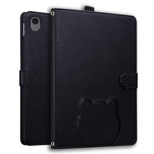 Tablet Case For Samsung Galaxy Tab S10 Lite  /  Tab S10 FE  /  Tab S9 FE Wallet Leather Stand Tablet Cover with Stylus Holder, 3D Effect Cat Pattern  - Black - 1