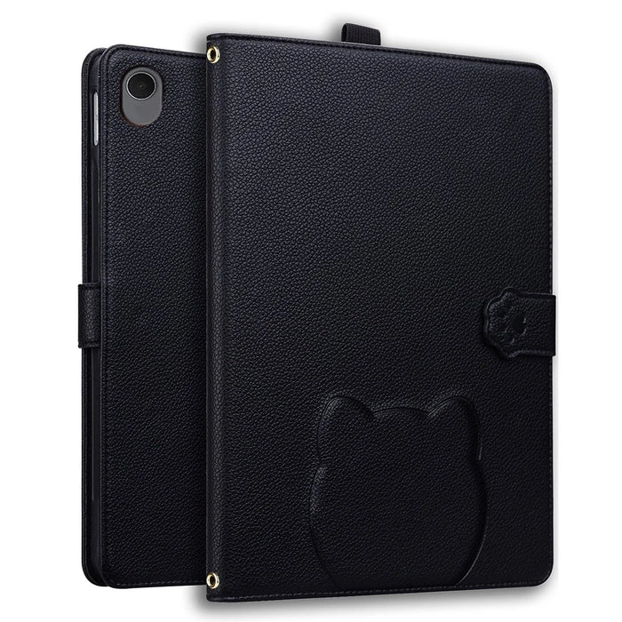 Tablet Case For Samsung Galaxy Tab S10 Lite  /  Tab S10 FE  /  Tab S9 FE Wallet Leather Stand Tablet Cover with Stylus Holder, 3D Effect Cat Pattern  - Black - 1