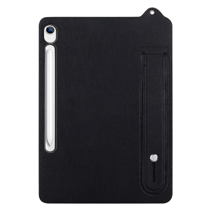Tablet Case For Samsung Galaxy Tab S10 Lite  /  Tab S10 FE  /  Tab S9 FE Hand Strap Kickstand Leather Tablet Cover - Black - 3