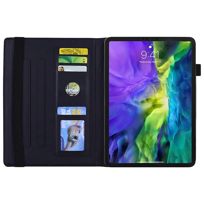 Tablet Case For Samsung Galaxy Tab S10 FE  /  Tab S9 FE  /  Tab S10 Lite Card Slots Leather Cover Flower Pattern - Black - 3