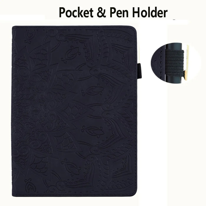 Tablet Case For Samsung Galaxy Tab S10 FE  /  Tab S9 FE  /  Tab S10 Lite Card Slots Leather Cover Flower Pattern - Black - 6