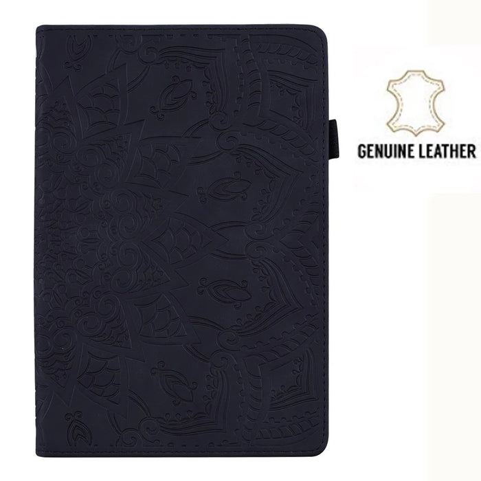 Tablet Case For Samsung Galaxy Tab S10 FE  /  Tab S9 FE  /  Tab S10 Lite Card Slots Leather Cover Flower Pattern - Black - 7
