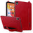 For Samsung Galaxy Tab S11 Case Hand Strap Kickstand Leather Tablet Cover - Red - 1