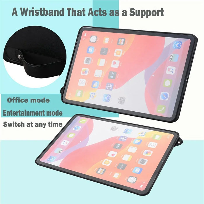 For Samsung Galaxy Tab S11 Case Hand Strap Kickstand Leather Tablet Cover - Red - 5