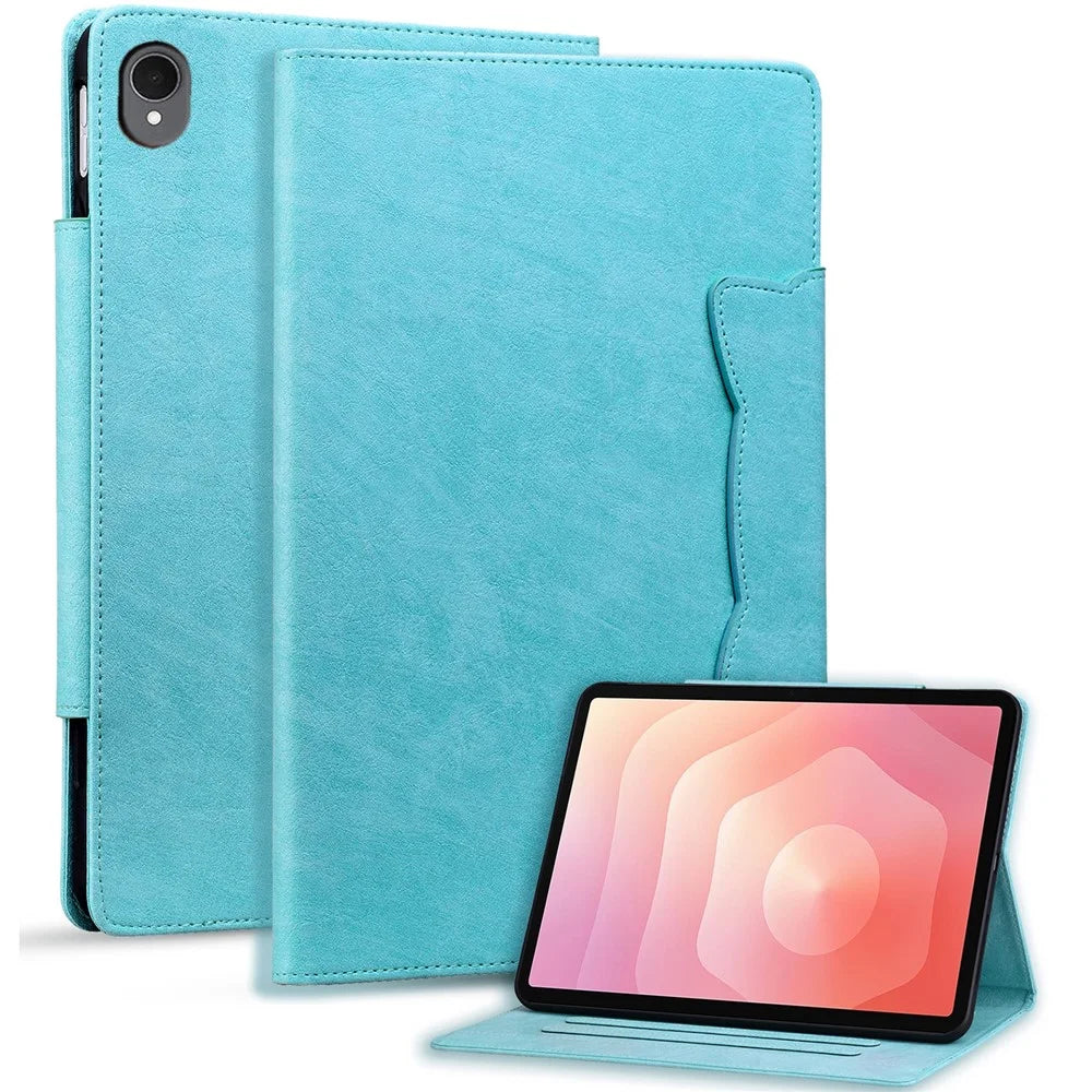 For Samsung Galaxy Tab S11 Case Cat Buckle Closure Leather Protective Stand Cover - Baby Blue - 1