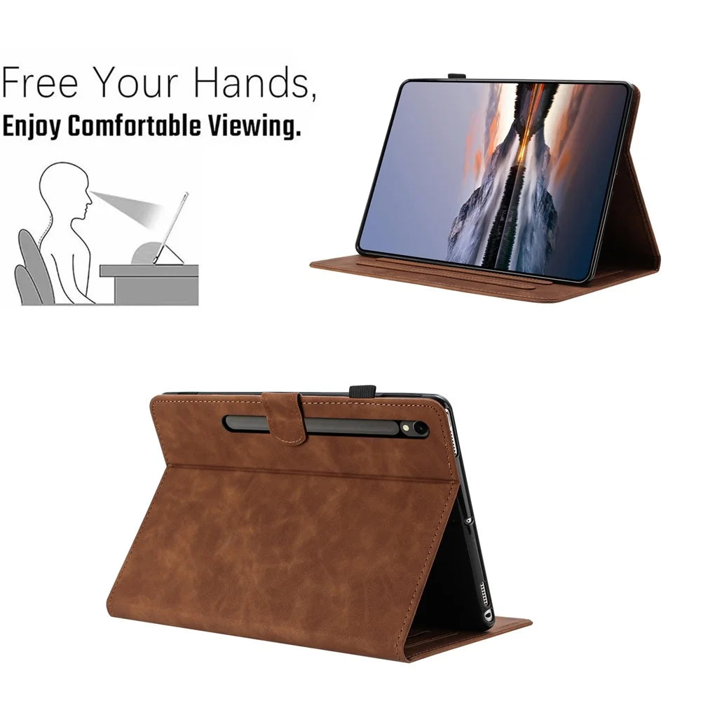 Tablet Case For Samsung Galaxy Tab S10 Lite / S10 FE / S9 FE / S9 Card Holder Stand Butterfly Floral Imprinted Leather Cover - Brown - 6
