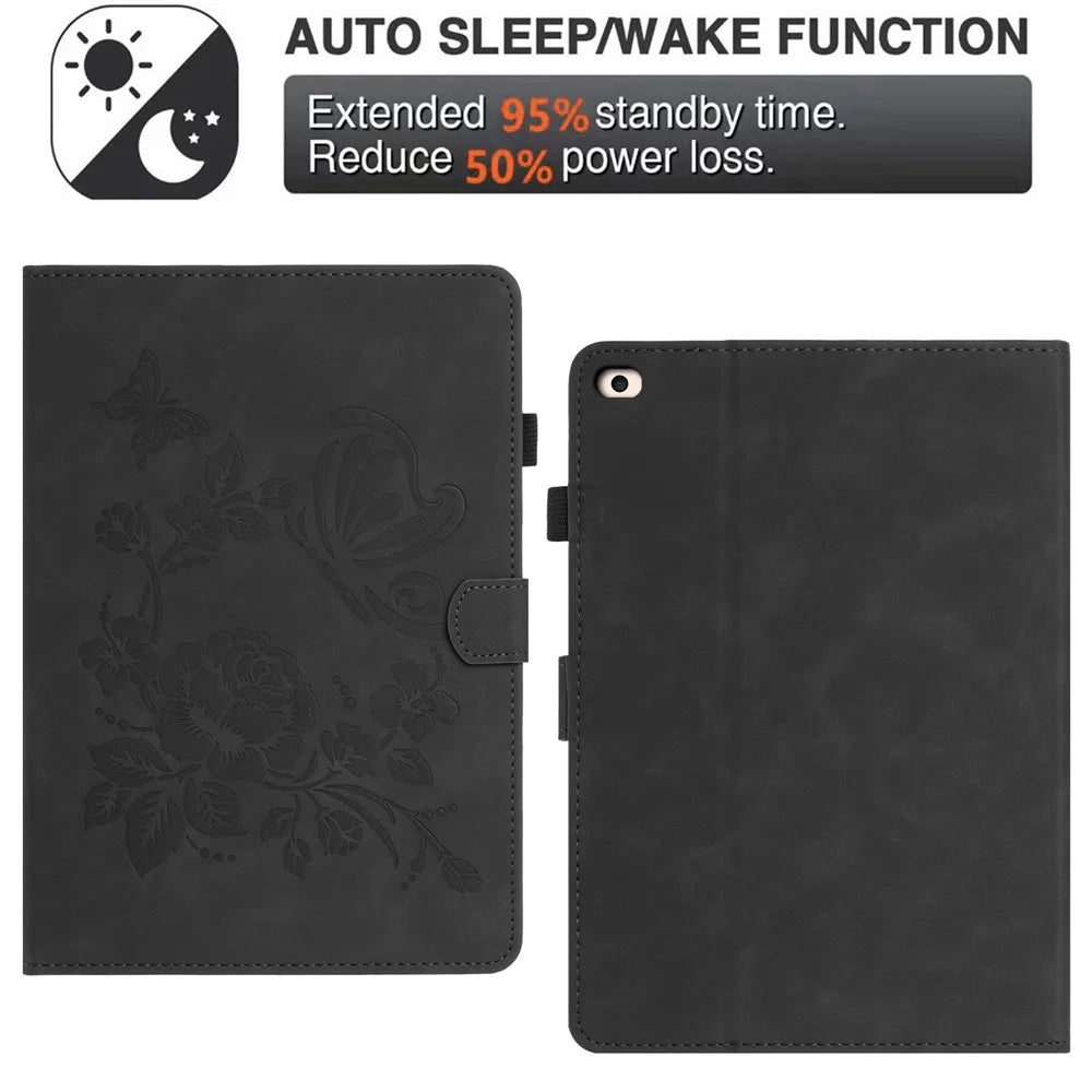 Tablet Case For iPad mini (2019) 7.9 inch / mini 4 / mini 3 / Mini 2 / Mini Card Holder Stand Butterfly Floral Imprinted Leather Cover - Black - 5
