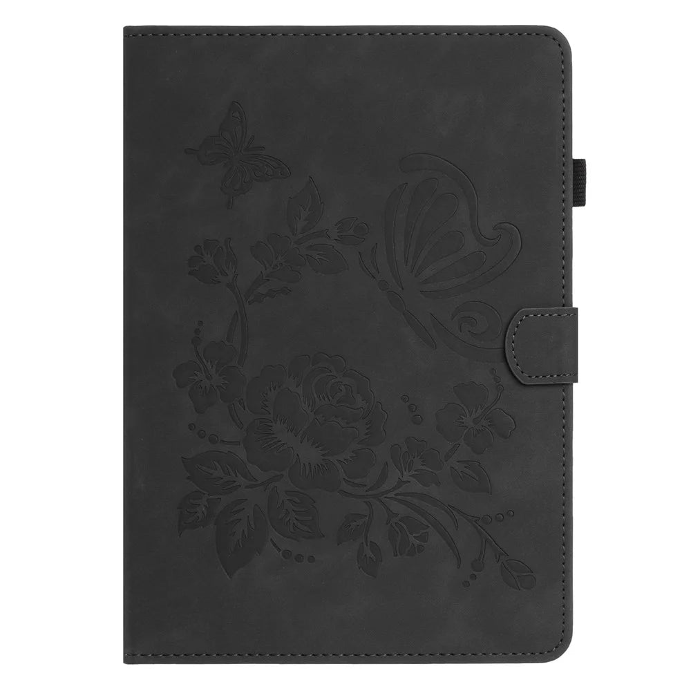 Tablet Case For iPad mini (2019) 7.9 inch / mini 4 / mini 3 / Mini 2 / Mini Card Holder Stand Butterfly Floral Imprinted Leather Cover - Black - 7