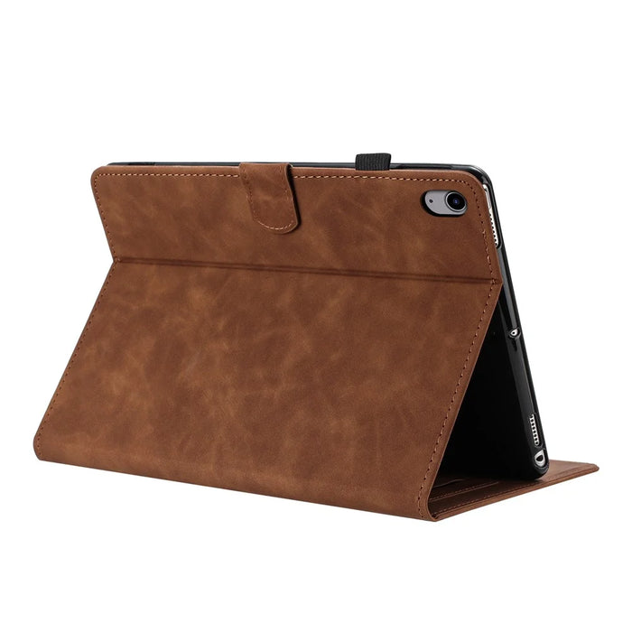 For iPad mini (2024) / (2021) Case Card Holder Stand Butterfly Floral Imprinted Leather Tablet Cover - Brown - 2