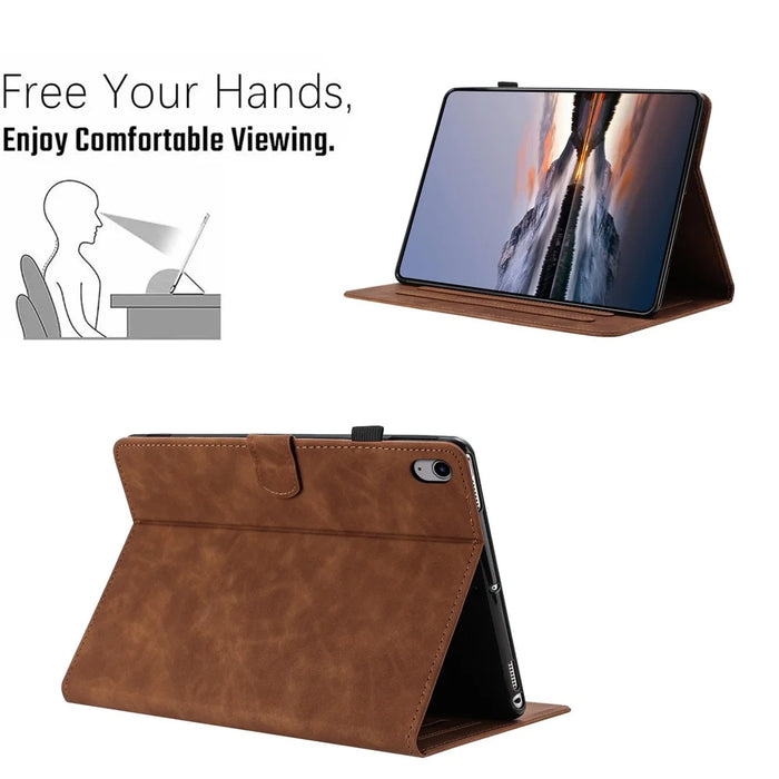 For iPad mini (2024) / (2021) Case Card Holder Stand Butterfly Floral Imprinted Leather Tablet Cover - Brown - 6
