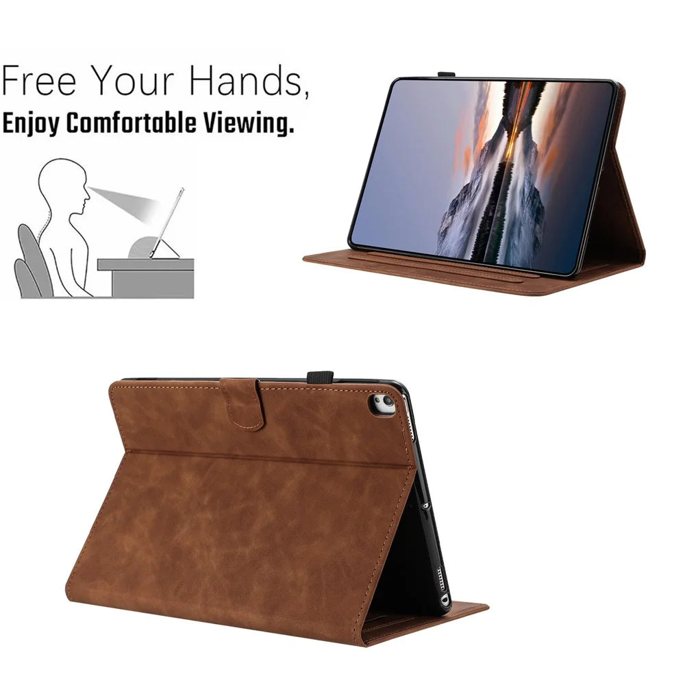 Tablet Case For iPad 10.2 (2020) / (2019) / Air 10.5 inch (2019) / Pro 10.5-inch (2017) Card Holder Stand Butterfly Floral Imprinted Leather Cover - Brown - 6