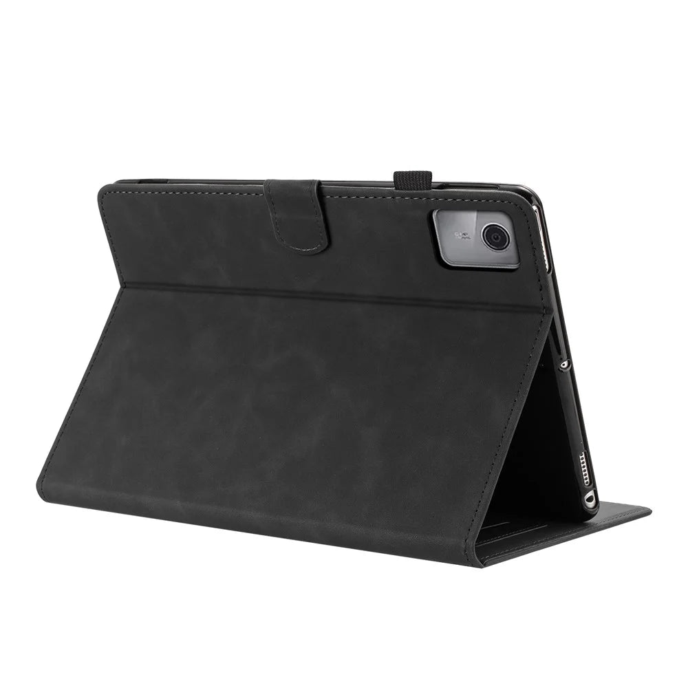 For Lenovo Tab M11 / Xiaoxin Pad 11 2024 Case Card Holder Stand Butterfly Floral Imprinted Leather Tablet Cover - Black - 2