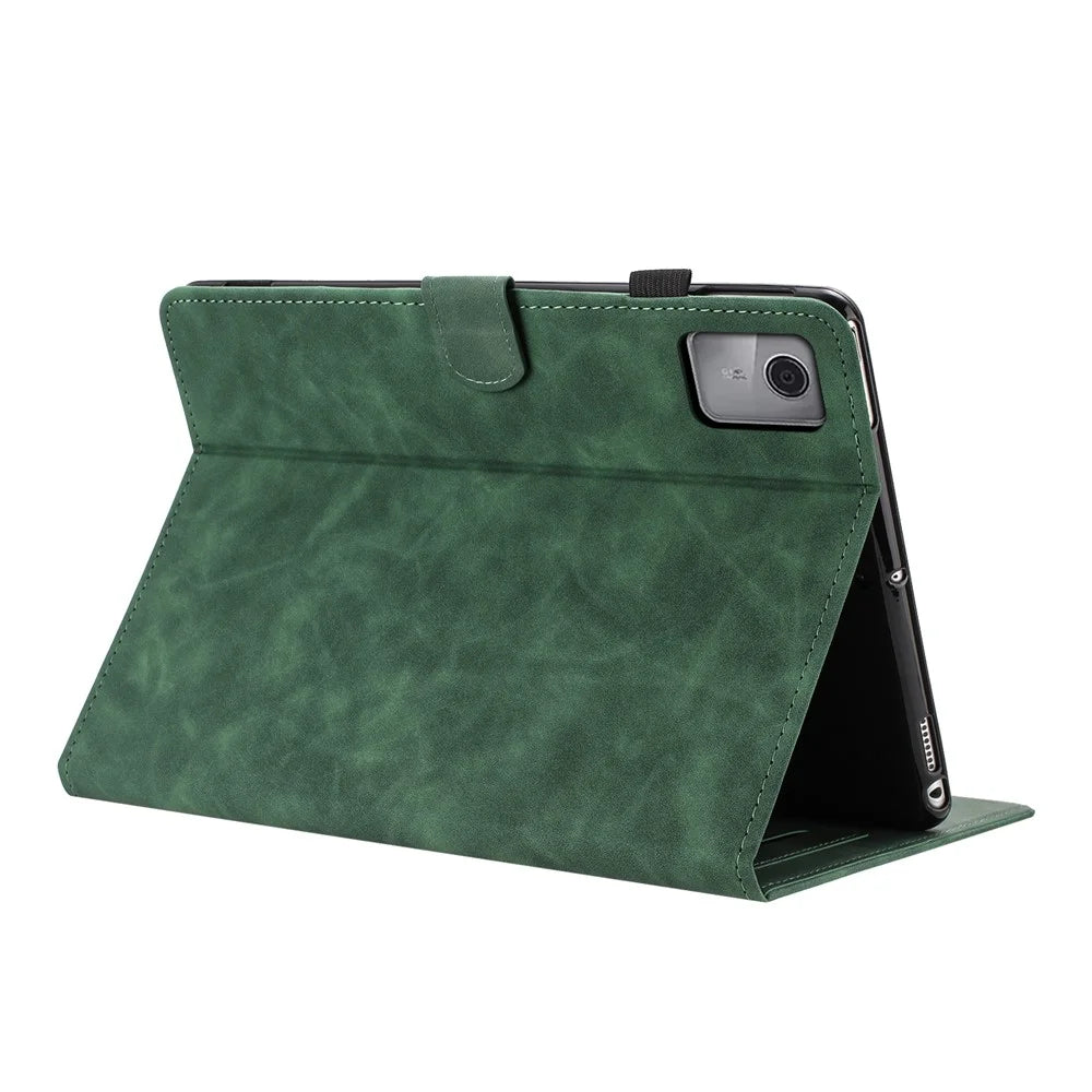 For Lenovo Xiaoxin Pad 11 2025 Case Card Holder Stand Butterfly Floral Imprinted Leather Tablet Cover - Green - 2