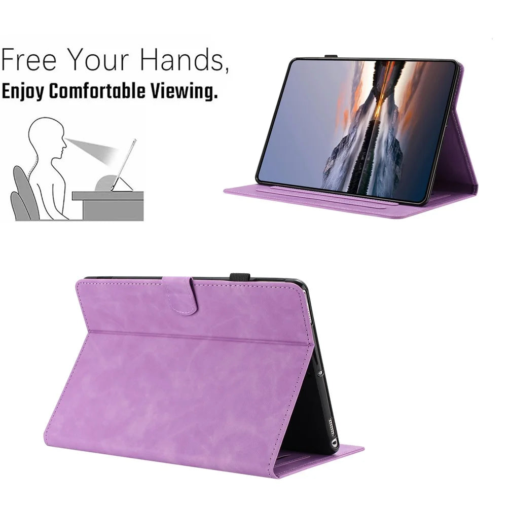 For Amazon Kindle Paperwhite (2024) Case Card Holder Stand Butterfly Floral Imprinted Leather Tablet Cover - Light Purple - 6