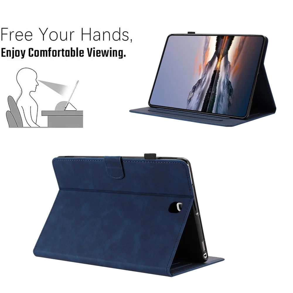For Samsung Galaxy Tab A 8.0 SM-T350 (2015) Case Card Holder Stand Butterfly Floral Imprinted Leather Tablet Cover - Blue - 6