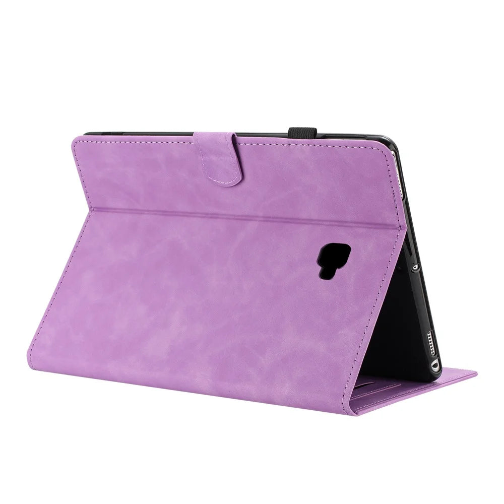 For Samsung Galaxy Tab A 10.1 (2016) Case Card Holder Stand Butterfly Floral Imprinted Leather Tablet Cover - Light Purple - 2