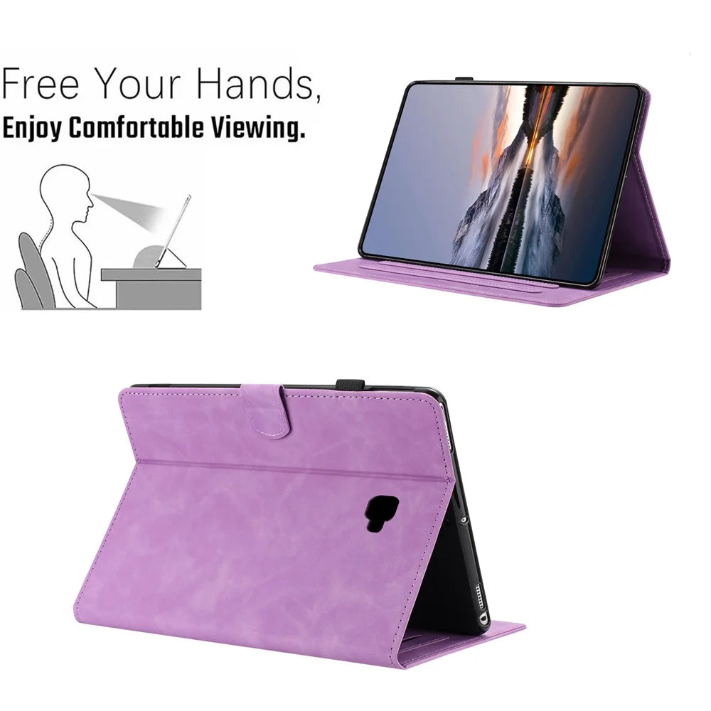 For Samsung Galaxy Tab A 10.1 (2016) Case Card Holder Stand Butterfly Floral Imprinted Leather Tablet Cover - Light Purple - 6