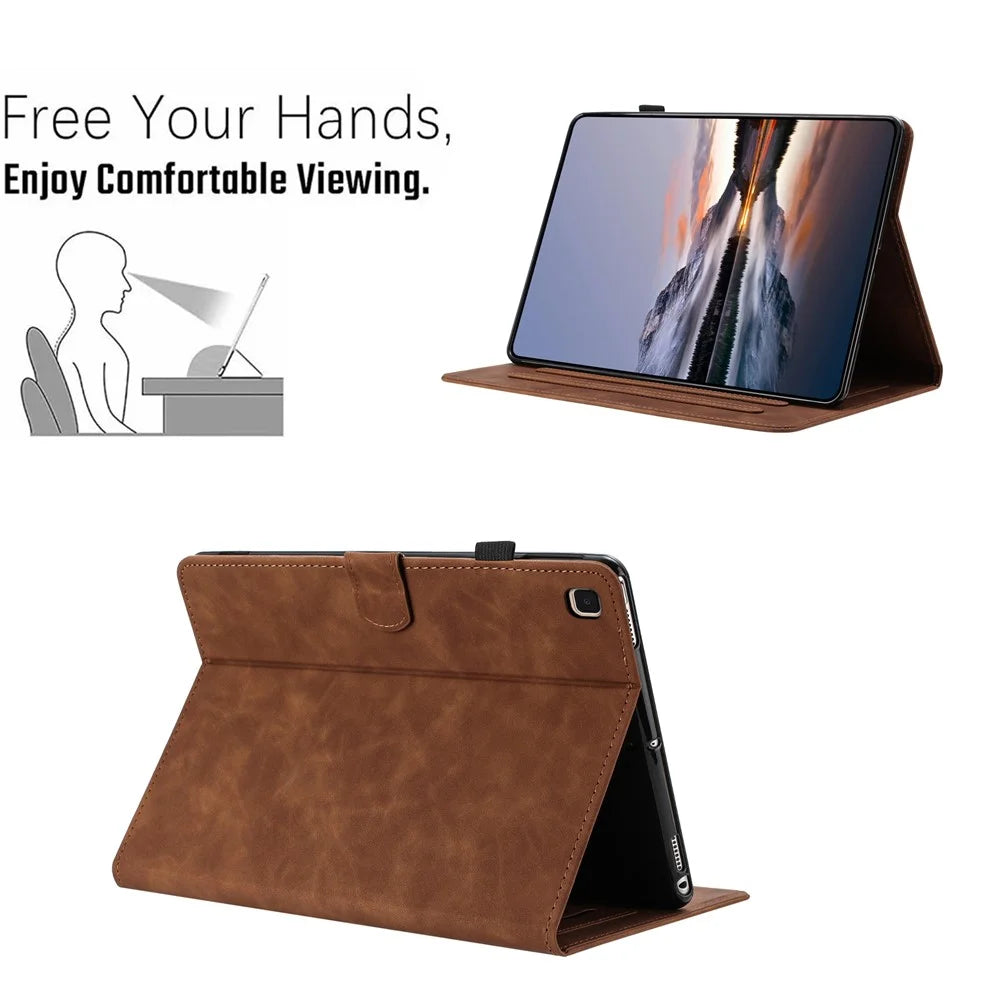 For Samsung Galaxy Tab S5e SM-T725 / SM-T720 Case Card Holder Stand Butterfly Floral Imprinted Leather Tablet Cover - Brown - 6