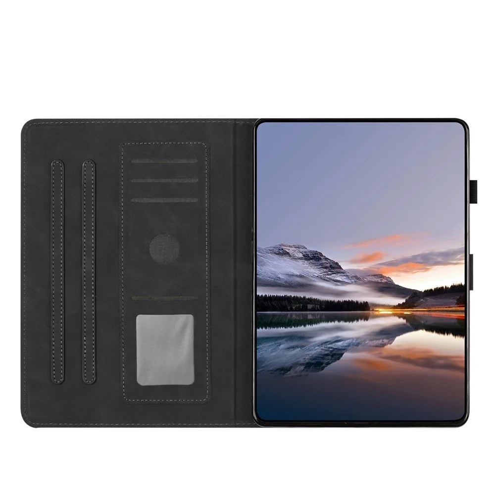 Tablet Case For Samsung Galaxy Tab S6 Lite (2024) / (2022) / (2020) Card Holder Stand Butterfly Floral Imprinted Leather Cover - Black - 3