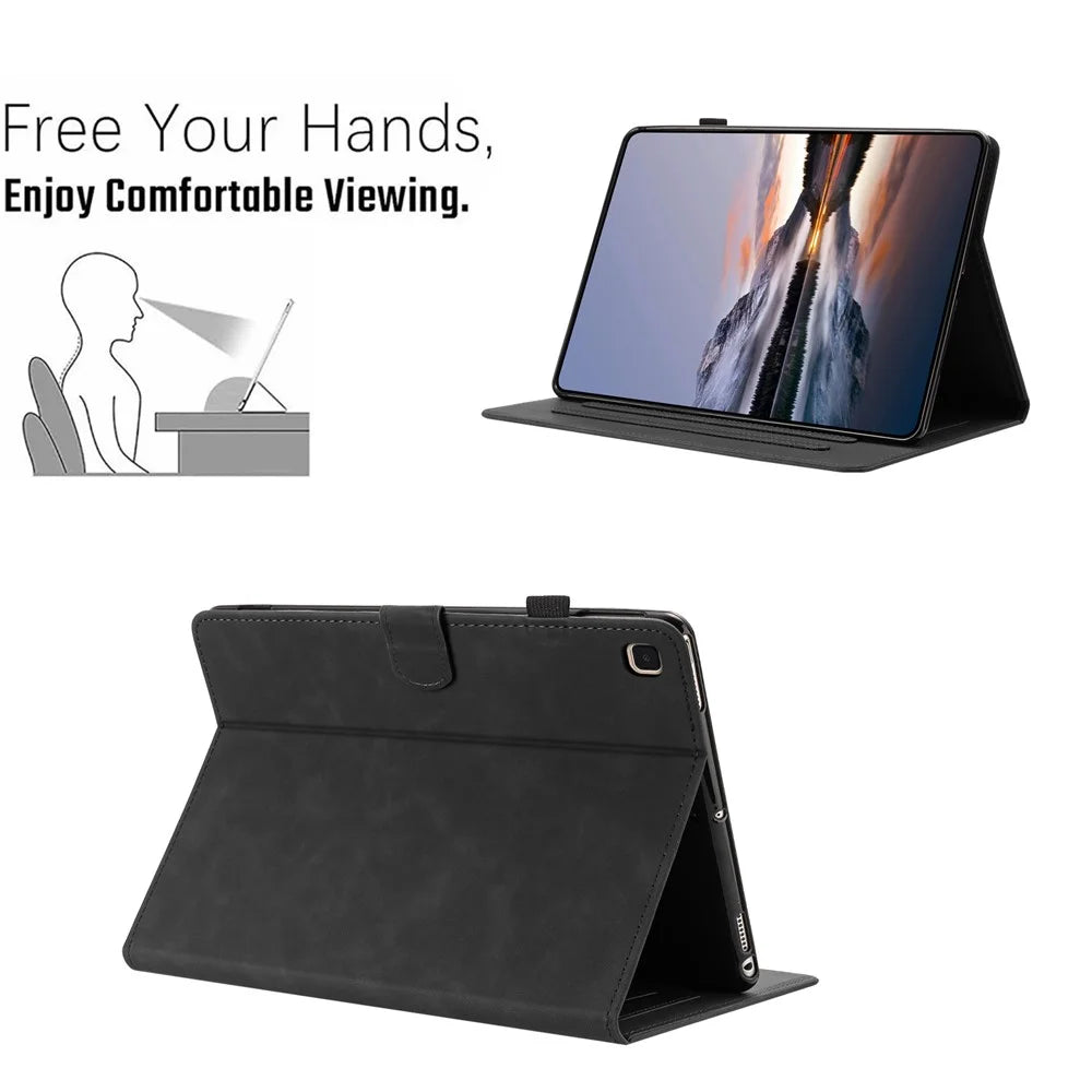 Tablet Case For Samsung Galaxy Tab S6 Lite (2024) / (2022) / (2020) Card Holder Stand Butterfly Floral Imprinted Leather Cover - Black - 6