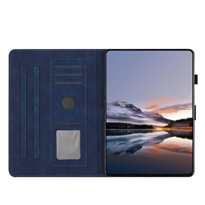 For Samsung Galaxy Tab A8 10.5 (2021) Case Card Holder Stand Butterfly Floral Imprinted Leather Tablet Cover - Blue - 3